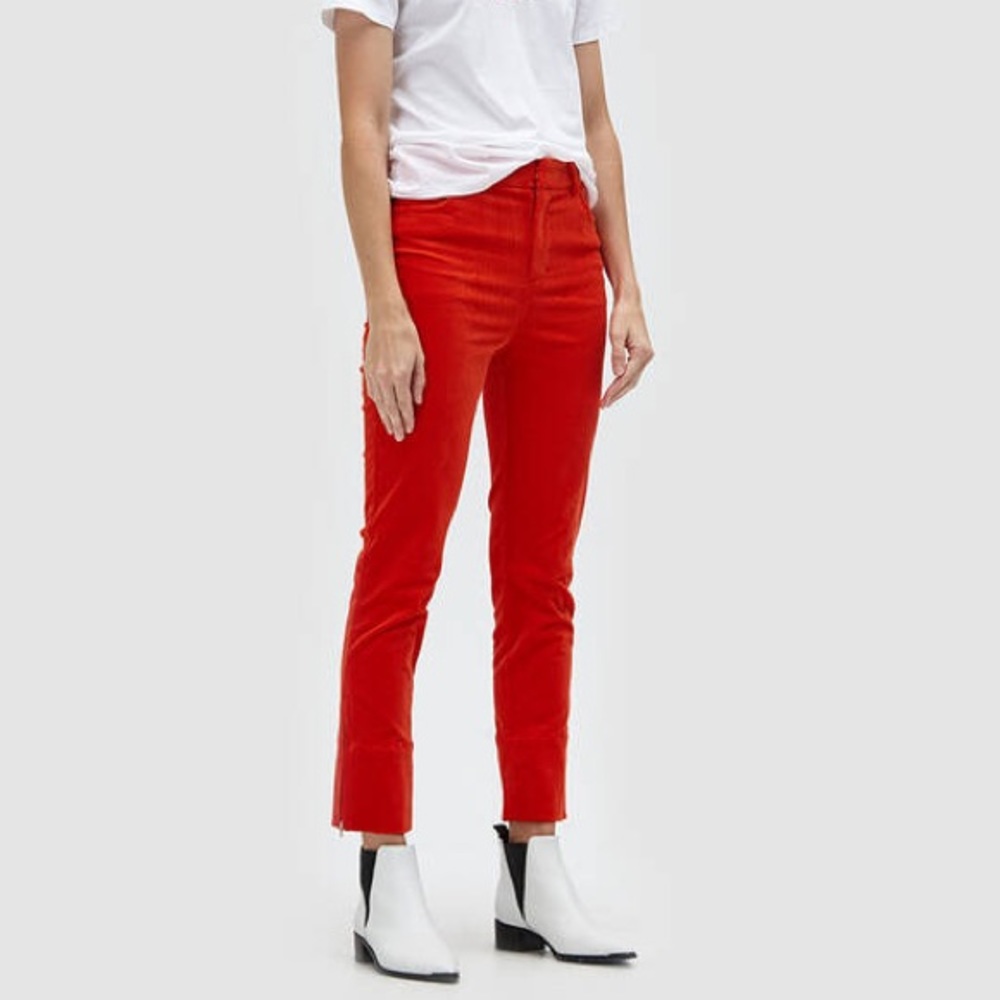 Ganni Red Ridgewood Slim Pants